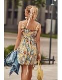 Casual dress tied on the shoulders, yellow PR3206 - Online store - Boutique